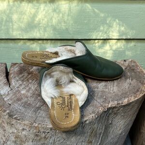 Sabah men’s Dark Green Shearling Slippers size 43
